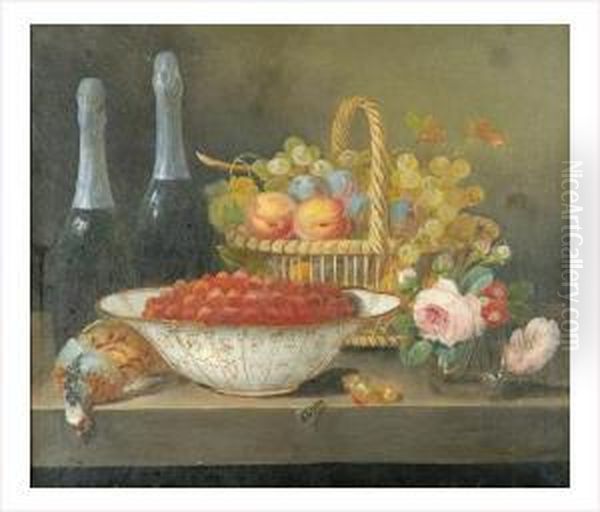 Fruits, Fleurs Et Gibier Oil Painting by Claude Guilleminet