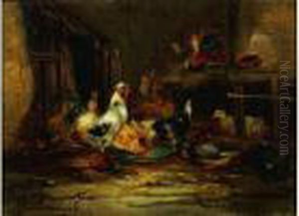 Les Poules Oil Painting by Claude Guilleminet