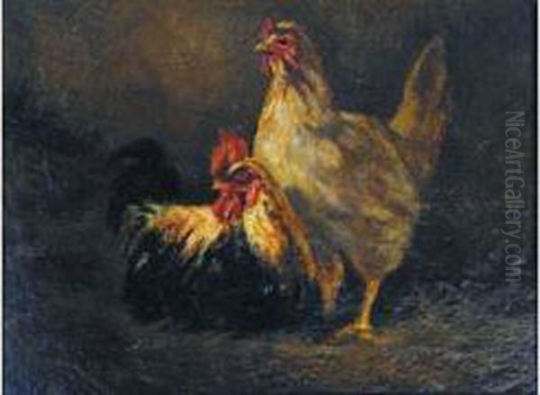 Coq Et Poule Oil Painting by Claude Guilleminet