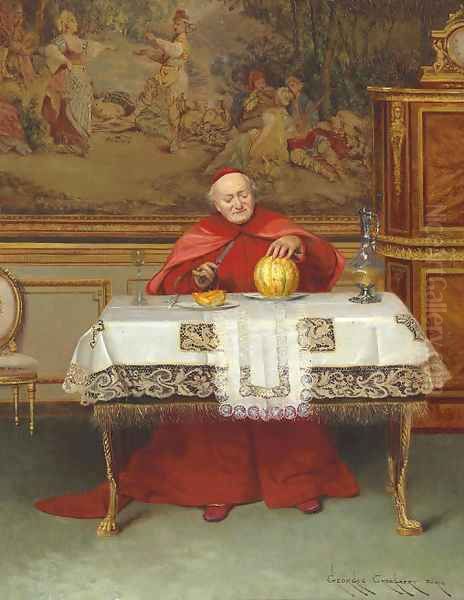 Enjoying the Fruits of the Spirit Oil Painting by Georges Croegaert