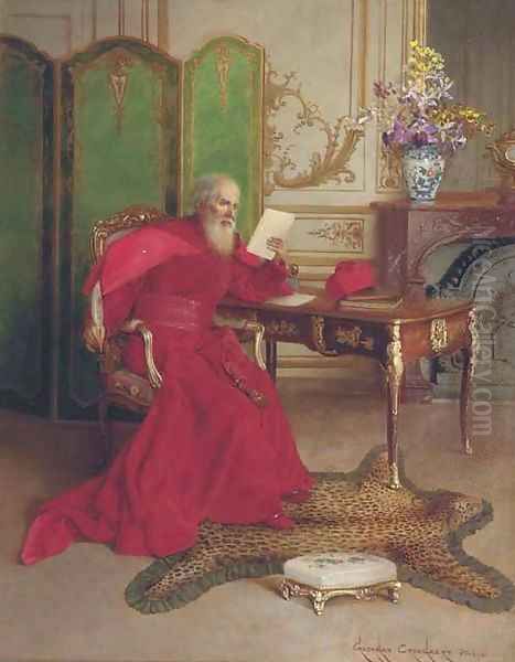 The Cardinal reading a letter Oil Painting by Georges Croegaert