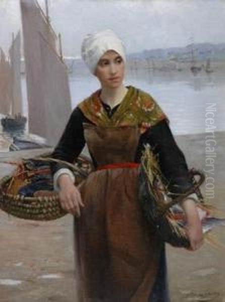 Jeune Bretonne Oil Painting by Alfred Guillou