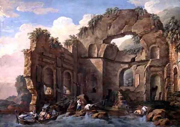 Architectural Ruins, 1771 Oil Painting by Charles-Louis Clerisseau