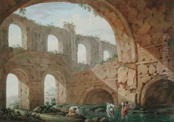 Hadrian's Villa, near Tivoli Oil Painting by Charles-Louis Clerisseau