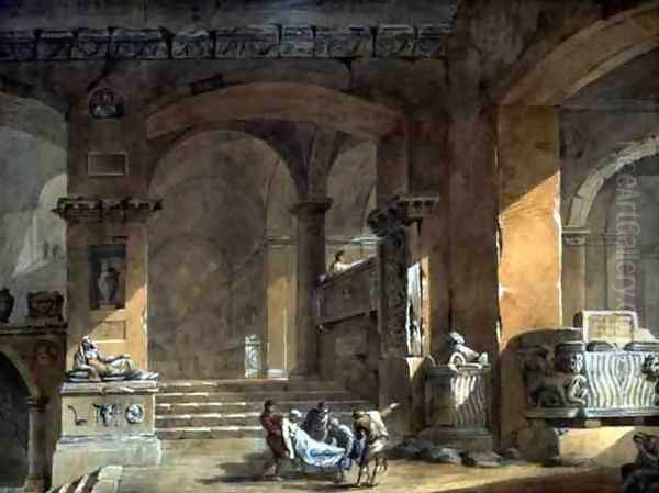 Sepulchral Chamber, c.1773 Oil Painting by Charles-Louis Clerisseau