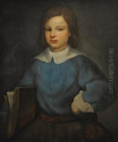 Portrait De Pierre- Marie Ou Enfant Au Livre Oil Painting by Lucien Victor Guirand De Scevola