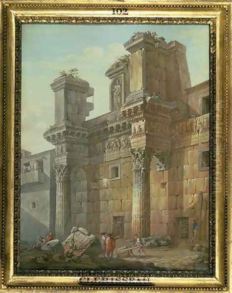 Forum of Nerva Oil Painting by Charles-Louis Clerisseau