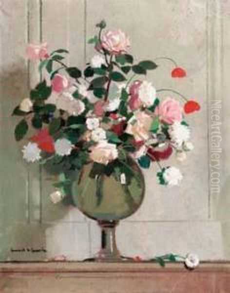 Vaso Di Fiori Oil Painting by Lucien Victor Guirand De Scevola