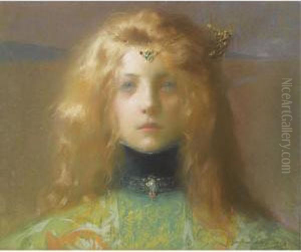 Jeune Fille De Face Oil Painting by Lucien Victor Guirand De Scevola