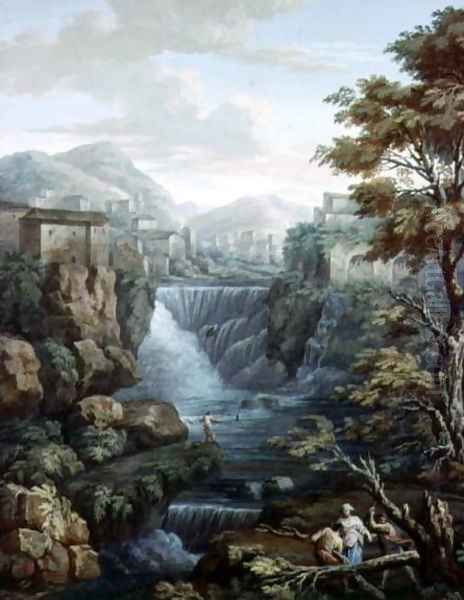 Tivoli Oil Painting by Charles-Louis Clerisseau