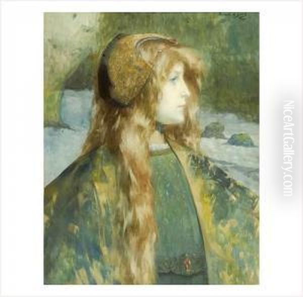 Jeune Femme Rousse De Profil Oil Painting by Lucien Victor Guirand De Scevola