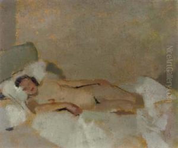 Reclining Nude Oil Painting by Lucien Victor Guirand De Scevola