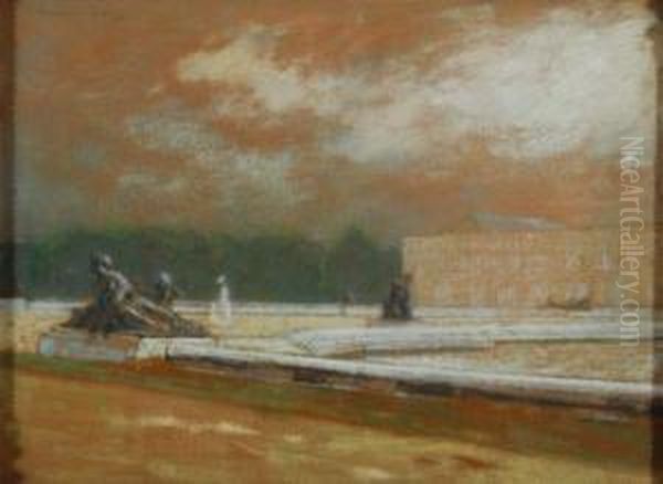  Bassin Devant Le Chateau De Versailles  Oil Painting by Lucien Victor Guirand De Scevola