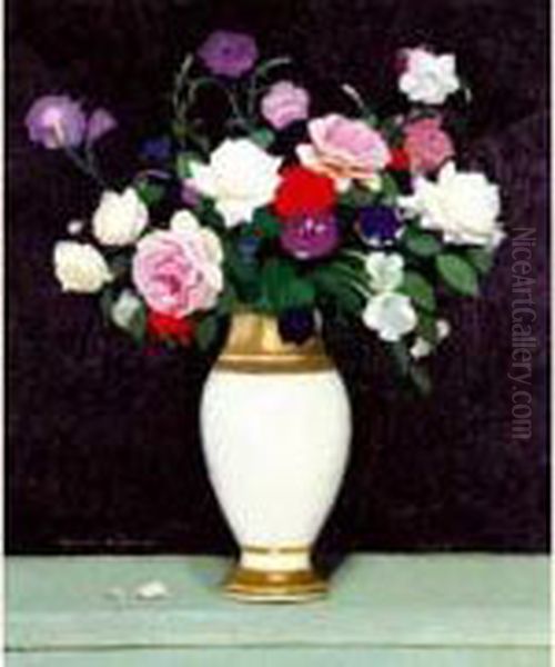 Vase De Fleurs Oil Painting by Lucien Victor Guirand De Scevola