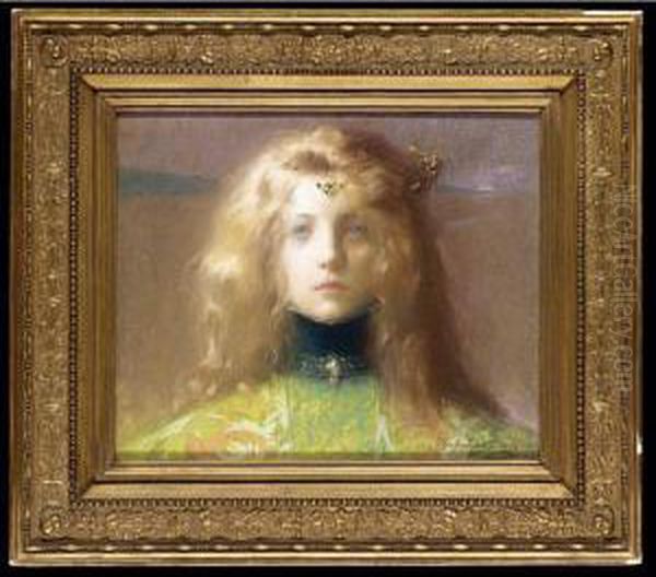 Young Woman Wearing Jewels Oil Painting by Lucien Victor Guirand De Scevola