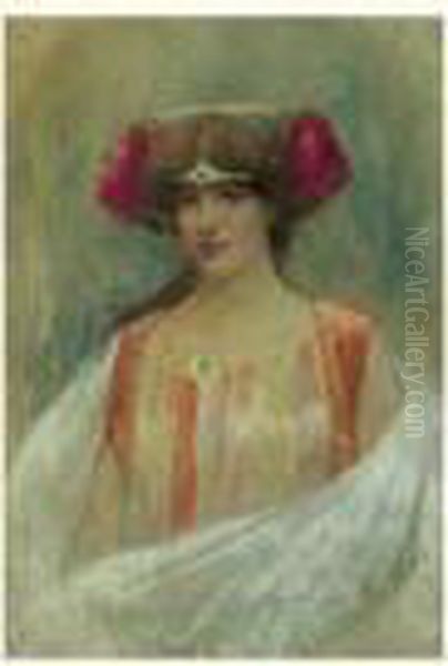 Femme Au Diademe Oil Painting by Lucien Victor Guirand De Scevola