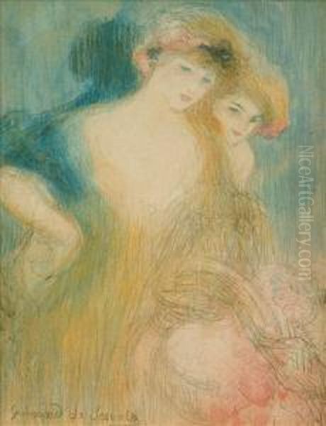 Scevola Study Of Two Ladies Oil Painting by Lucien Victor Guirand De Scevola