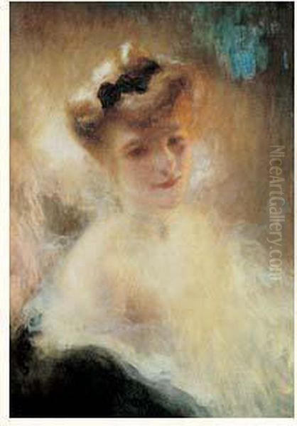 Jeune Fille Pensive Oil Painting by Lucien Victor Guirand De Scevola