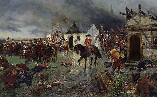 Wallenstein, A Scene of the Thirty Years War Oil Painting by Ernest Crofts