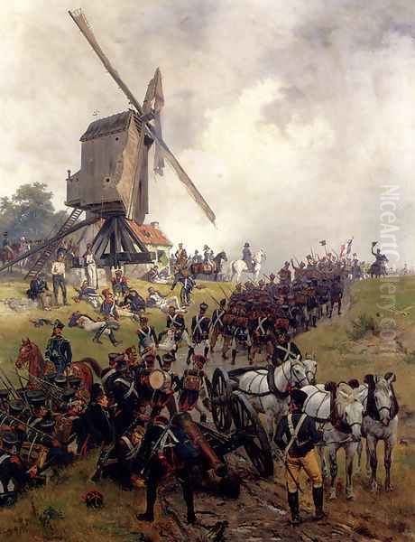 The Battle Of Waterloo Oil Painting by Ernest Crofts