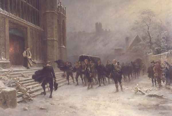 The Funeral of King Charles I - St. George's Chapel, Windsor in 1649, 1907 Oil Painting by Ernest Crofts