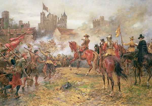 Cromwell at the Storming of Basing House, 1900 Oil Painting by Ernest Crofts