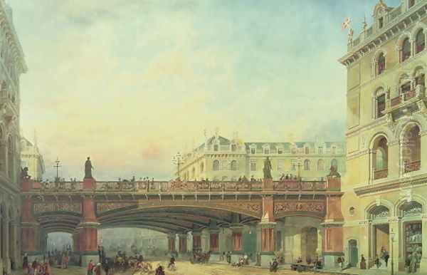 Holborn Viaduct, City of London Oil Painting by Ernest Crofts