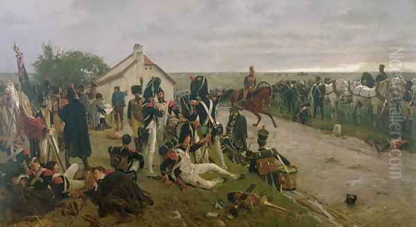 The Morning of The Battle of Waterloo, the French Await Napoleons Orders, 1876 Oil Painting by Ernest Crofts