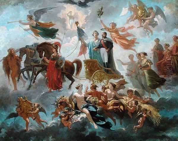 Apotheosis of Napoleon III (1808-73) 1854 Oil Painting by Guillaume-Alphonse Harang Cabasson