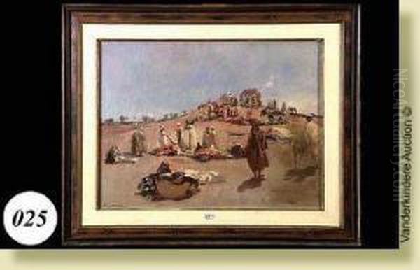 Campement Anime Dans Le Desert Oil Painting by Adolphe Gumery