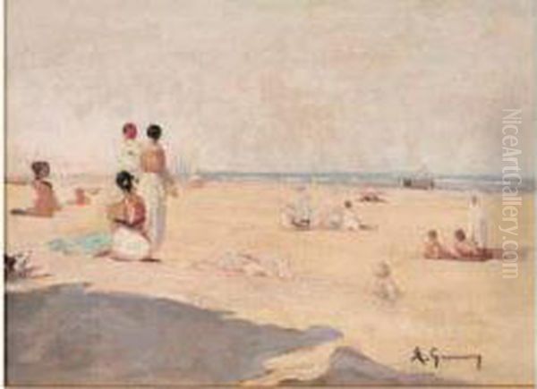 Scene De Plage Oil Painting by Adolphe Gumery