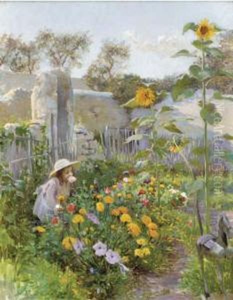 Dans Le Jardin Oil Painting by Adolphe Gumery