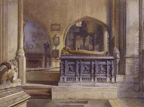 Lord and Lady Crosby's Monument, St. Helen's Church, Bishopsgate, 1883 Oil Painting by John Crowther