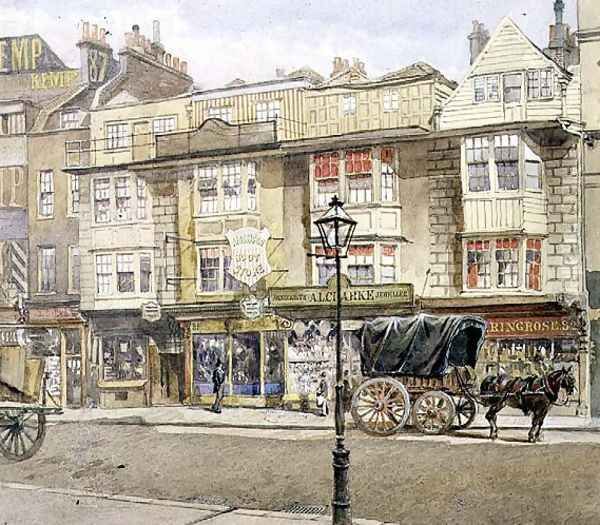 Bishopsgate Street 82-86, with a Horse and Wagon, May 1886 Oil Painting by John Crowther