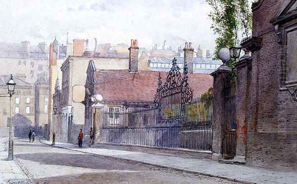 Emmanuel Hospital, Buckingham Gate, view from the street, 1886 Oil Painting by John Crowther