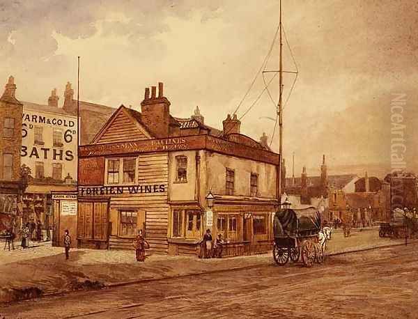 Vine Tavern, Mile End Road Oil Painting by John Crowther