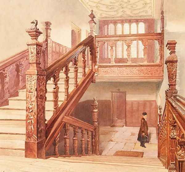 Charterhouse: the Grand Staircase, May 1885 Oil Painting by John Crowther