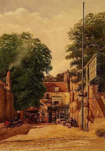 The Fox and Crown, Highgate Oil Painting by John Crowther