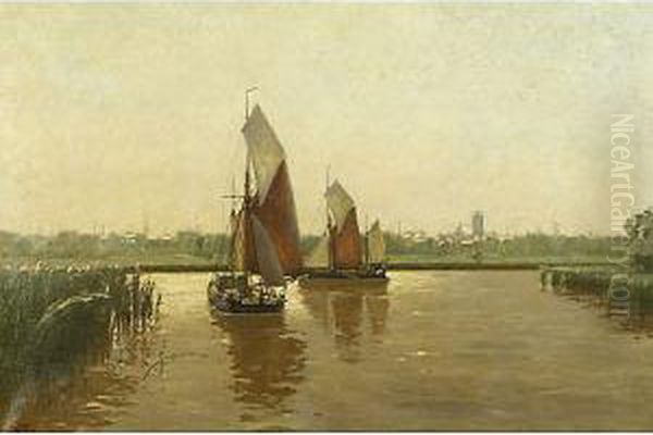 Marina Olandese Oil Painting by Erwin Carl Wilhelm Gunther