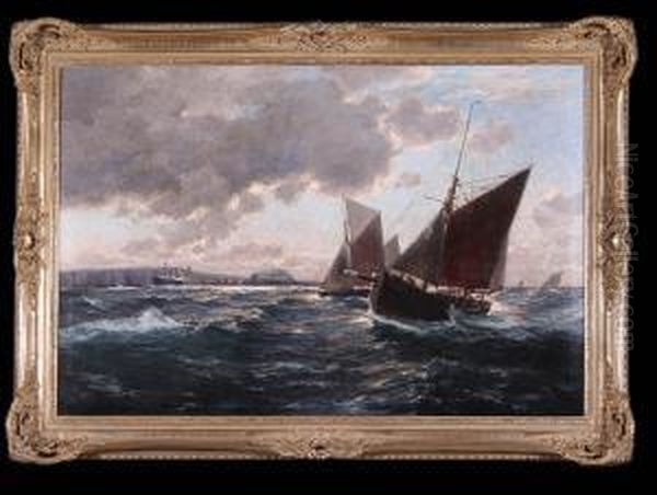 Lodzie Na Morzu Oil Painting by Erwin Carl Wilhelm Gunther