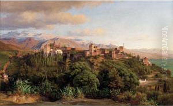 The Alhambra, Sierra Nevada Province, Granada Oil Painting by Ludwig H. Theodor Gurlitt