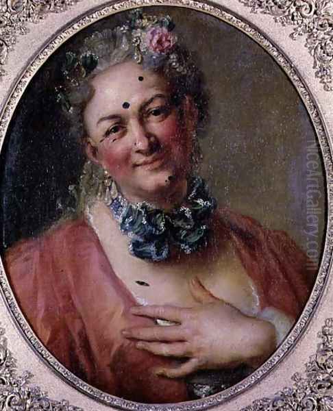 Portrait of the Singer Pierre de Jelyotte (1713-97) in Female Costume, c.1745 Oil Painting by Charles-Antoine Coypel