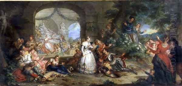 Roland is told of Angelique's Infidelity by the Shepherds Oil Painting by Charles-Antoine Coypel