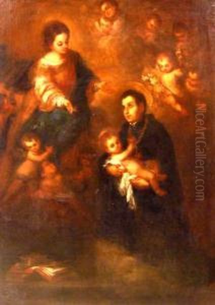 Presentacion Del Nino Jesus A La Virgen Maria Oil Painting by Jose Gutierrez de la Vega