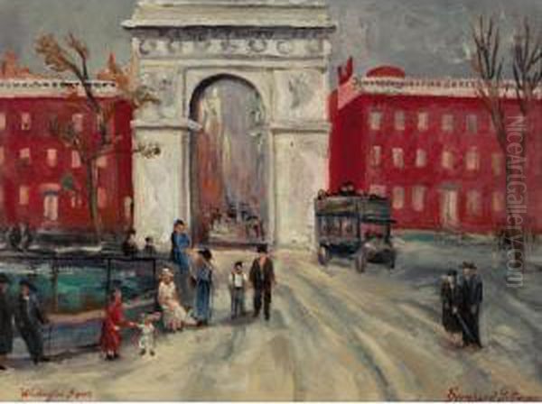 Washington Square Oil Painting by Bernhard Gutmann