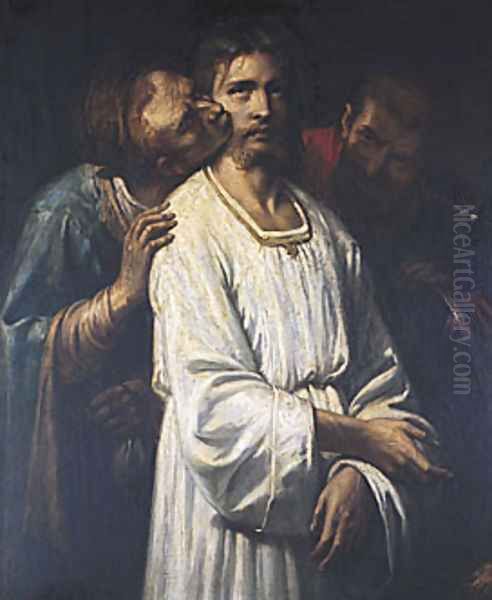 Le Baiser de Judas (The Kiss of Judas) Oil Painting by Thomas Couture