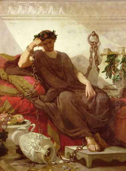 Damocles 1866 Oil Painting by Thomas Couture