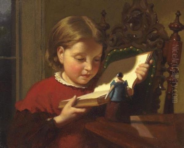 The Interesting Book Oil Painting by Seymour Joseph Guy