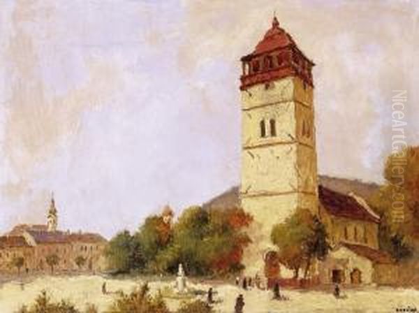 Church-tower Oil Painting by Odon Guzsik