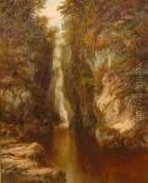 Stream In Chasm Oil Painting by Albert E. Gyngell